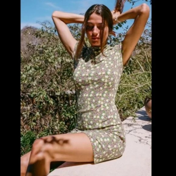 Urban Outfitters Y2K Ribbed Lettuce Hem Mini Dress - Picture 1 of 8